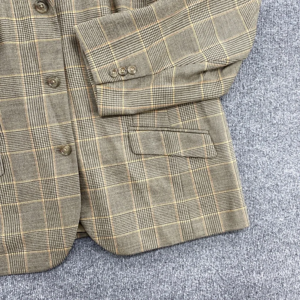 Lands End Blazer Jacket Women 22W Brown Plaid Wool Cashmere Office Academic Work
